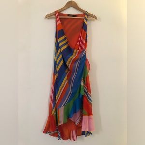 Vintage Lauren by Ralph Lauren | Multi-Color Stripe Chiffon Faux Wrap